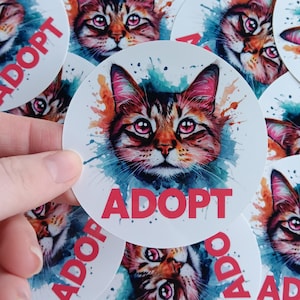 Adopt don't shop cat sticker, cute sticker, computer sticker cat, laptop sticker, water bottle sticker, cat sticker, vinyl sticker