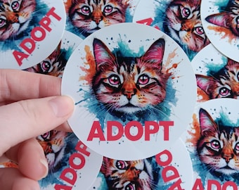 Adopteer-niet-shoppen-sticker | Vinylsticker kattenliefhebber | Sticker huisdier redden | Sticker dierenadoptie | Cadeau voor dierenliefhebbers