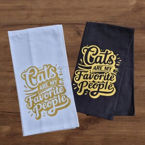 Cat Themed Kitchen Towels – Cute Cat Lover Tea Towels – Funny Cat Kitchen Decor – Gift for Cat Mom or Cat Dad – Housewarming Gift