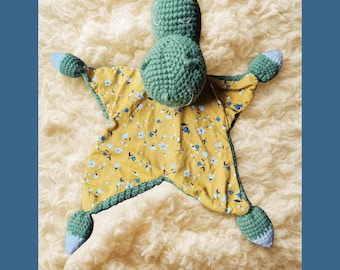 Embroidered Dragon Baby Lovey: Organic Cotton Security Blanket