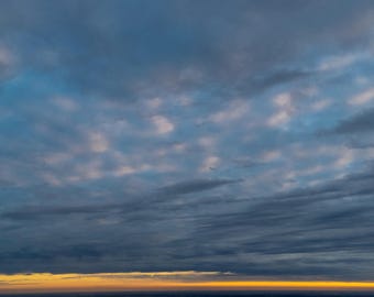 Blue and Yellow Sunset Fine Art Print – Cloudscape Wall Decor