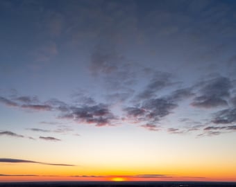 Blue and Yellow Sunset Fine Art Print – Country Landscape Wall Decor