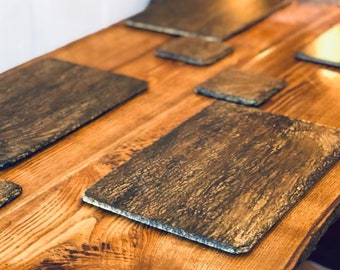 Bronzed Amber Slate Tableware Set: Placemats, Coasters & Trivets
