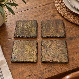 Bronzed Amber slate coasters (Set of x4)