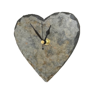 Cornish slate heart clock - silent mechanism- 15x15 cms