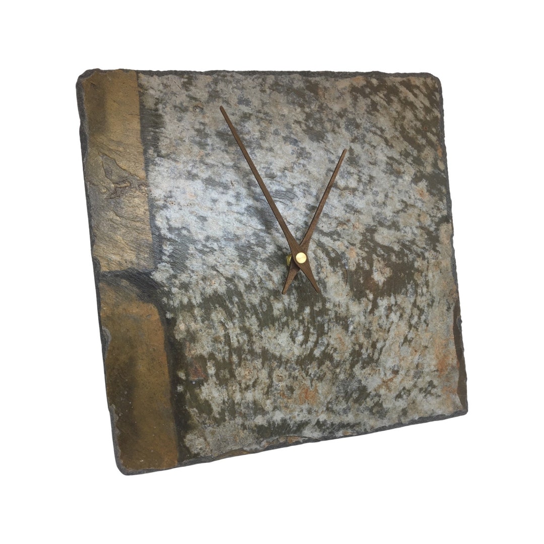 Cornish Slate Wall Clock - Beautiful Wooden Clock Hands- Silent ...