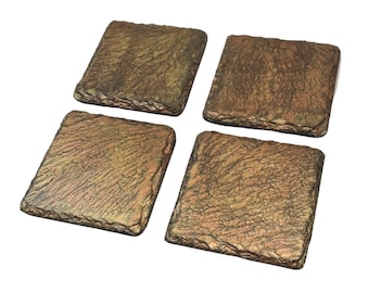 Bronzed Amber slate coasters (Set of x4)