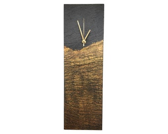 Bronzed Amber Slate clock - 45x14cms - silent mechanism