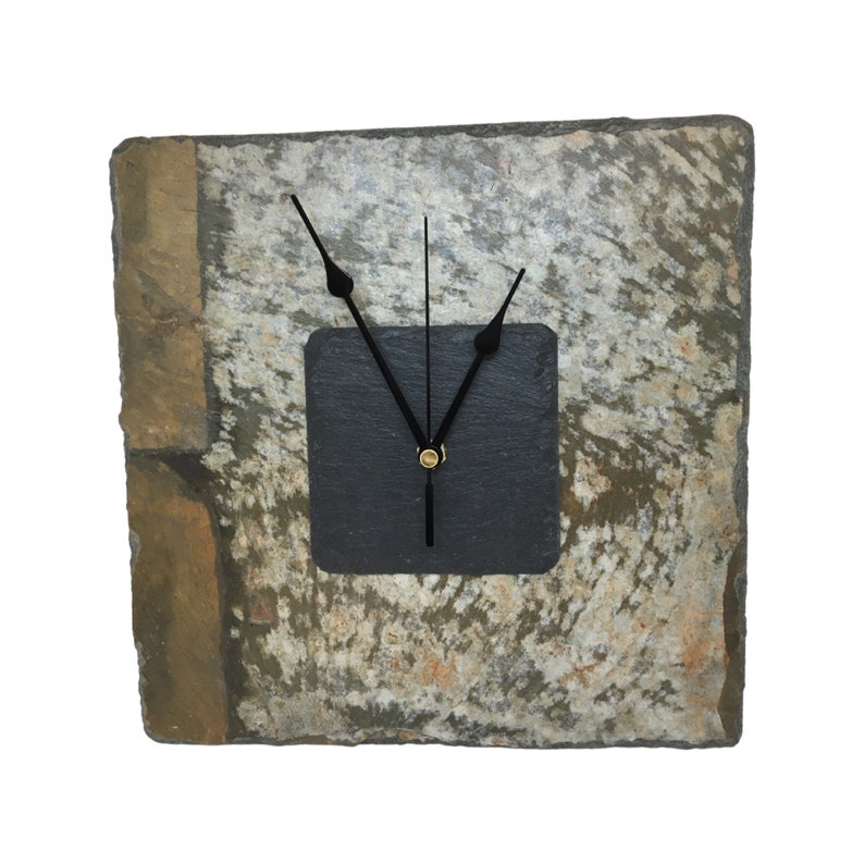 Cornish slate clock 25x25 cms - Silent mechanism - Includes gift box image 1