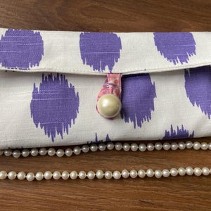 Travel Jewelry Organizer Roll: Cotton Pouch with Zipper & Button