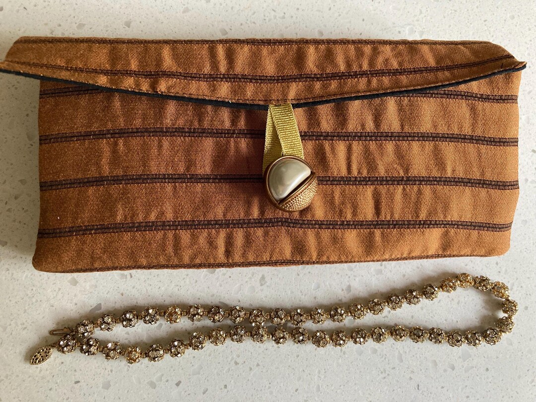 Vintage Copper Travel Jewelry Organizer: Roll-up Jewelry Case, Earring ...