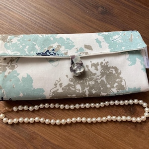 Floral Cotton Travel Jewelry Organizer Roll: Earring Holder