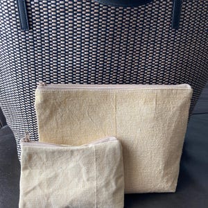 Sand Cotton Travel Pouch Set: Zipper Wallet, Makeup & Coin Purse
