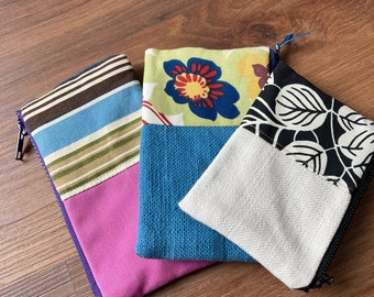 Cartera de algodón patchwork con cremallera, neceser de maquillaje, monedero único, regalos para ella.