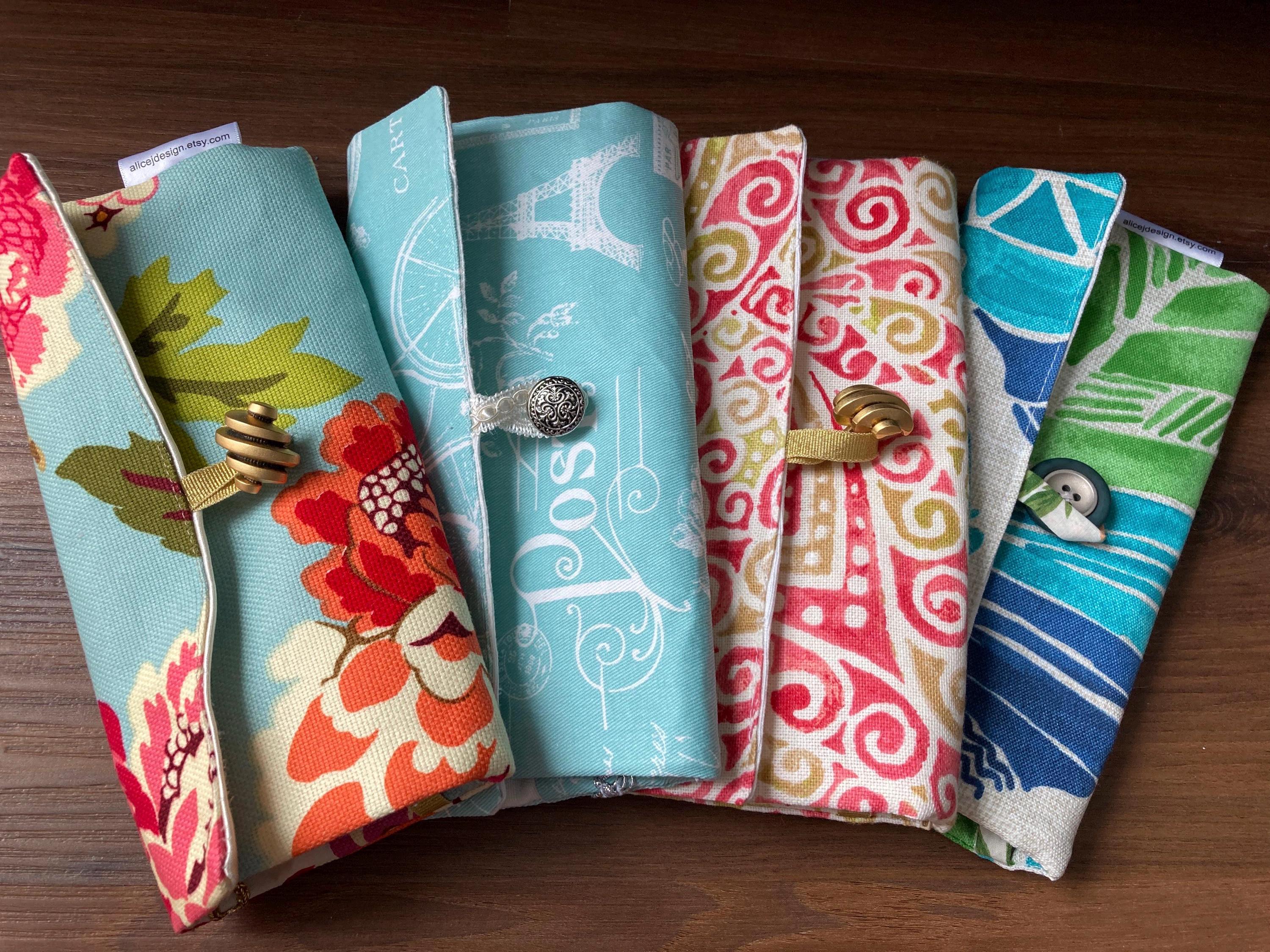 Travel Jewelry Organizer Roll: Handmade Fabric Jewelry Bag, Earring Holder