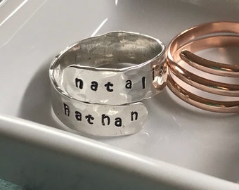 Personalized Mothers Ring, Personalized Wrap Ring, Custom Wrap Ring, Mothers Name Ring, Christmas Gift for Her