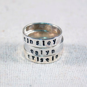 Personalized Stackable Name Ring. Custom Mothers Day Gift. Handmade Sterling Silver Ring. zdjęcie 2