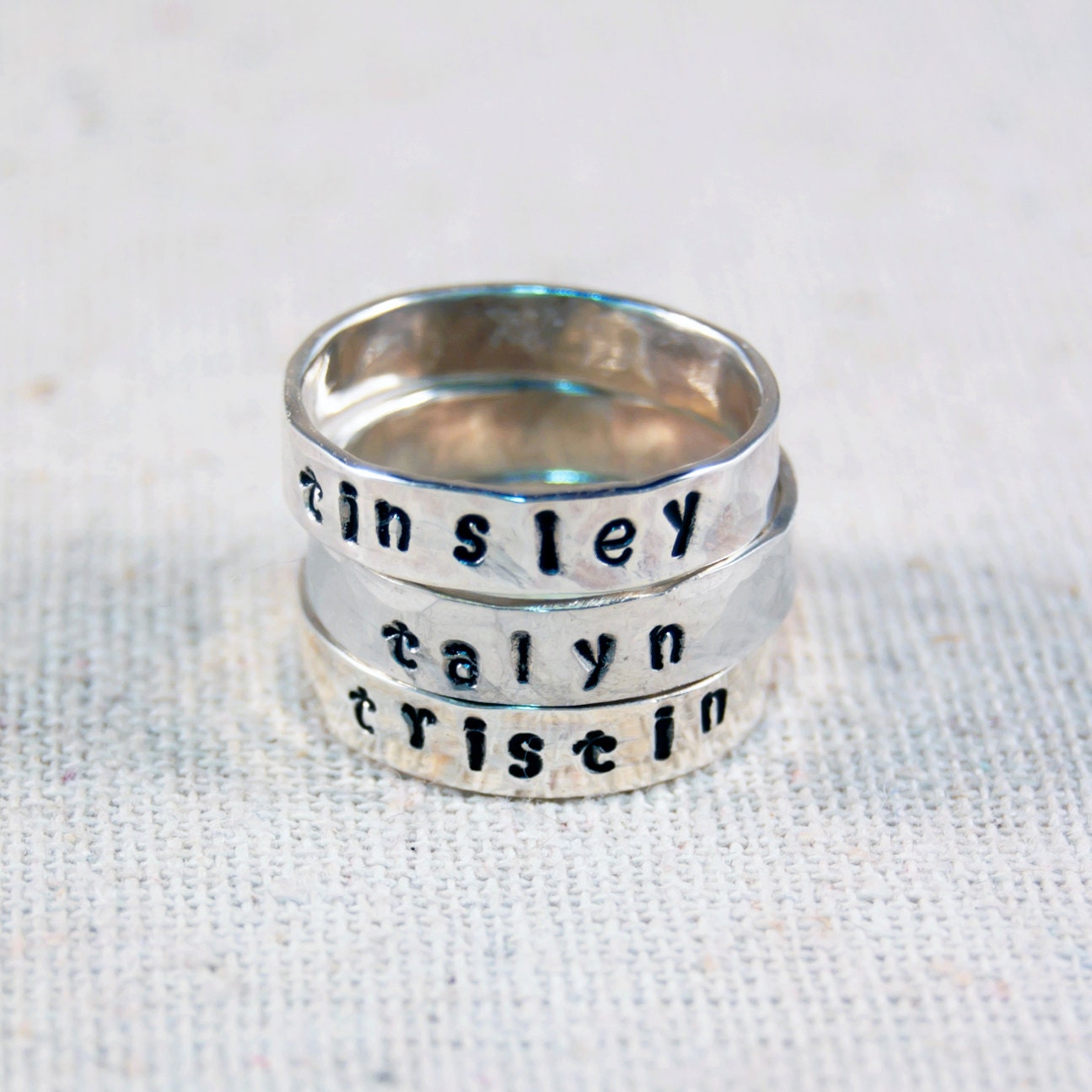 Etsy Name Rings Stackable Personalized Stackable Name Ring. Custom Mothers Day Gift. Handmade ...