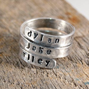Anel personalizado para mães, joias para avós, anéis envolventes