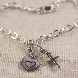 Sterling Silver Bracelet, Confirmation Gift, Confirmation Jewelry, Cross Bracelet, Baptism Bracelet, Charm Bracelet,