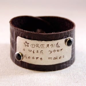 Personalized Leather Cuff Bracelet, Custom Leather Cuff, Leather Cuff Bracelet, Hand Stamped Bracelet image 1