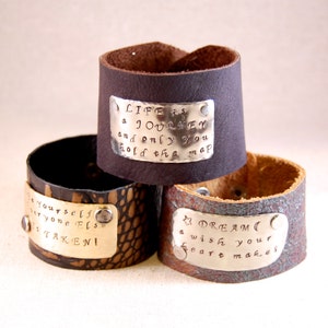 Personalized Leather Cuff Bracelet, Custom Leather Cuff, Leather Cuff Bracelet, Hand Stamped Bracelet image 3