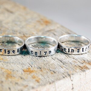 Personalized Stackable Name Ring. Custom Mothers Day Gift. Handmade Sterling Silver Ring. zdjęcie 3