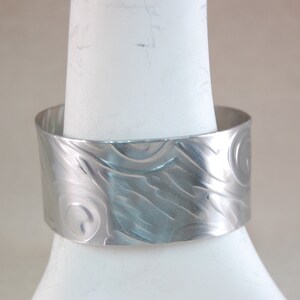 Aluminum Cuff Bracelet - Wide Cuff - Metal Cuff Bracelet - Animal Print Pattern - Textured Cuff Bracelet