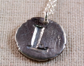 Mother Necklace, Initial Necklace, PMC Metal Clay Initial Necklace, Fine Silver Necklace