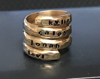 Personalized Mothers Ring 14K Gold Filled Mothers Ring Grandmothers Ring Personalized Wrap Ring Name Ring