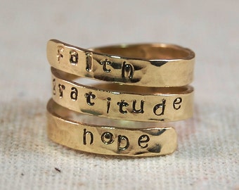Personalized Mothers Ring 14k  Solid GOLD Wrap Ring Name Ring Mothers Ring