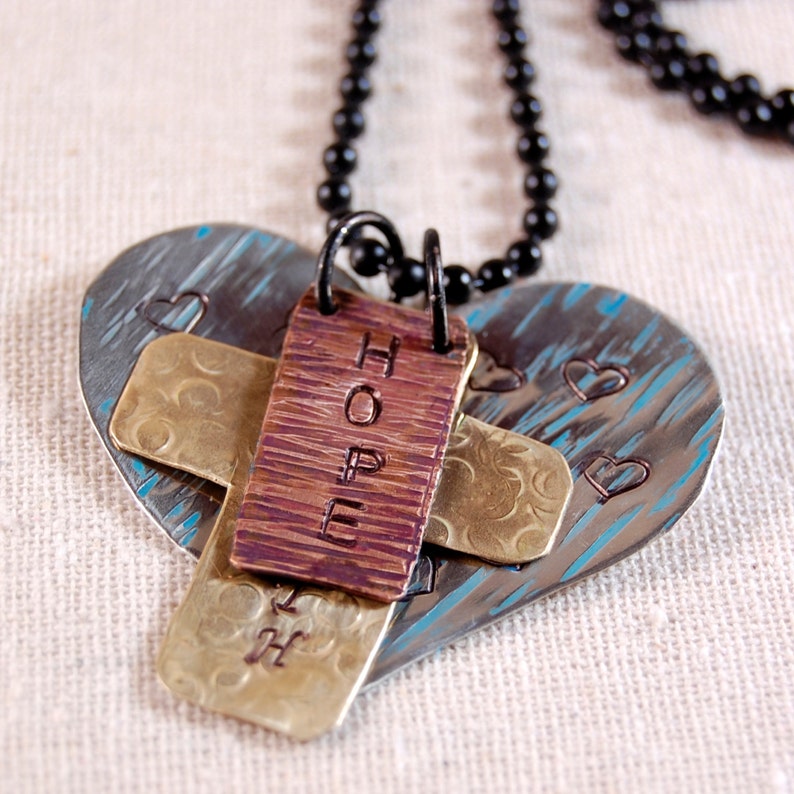Hope Faith Love Necklace Inspiration Necklace Word Necklace Etsy