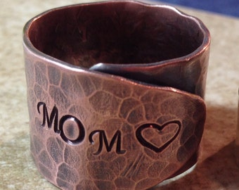 Mother Ring Copper Mother Ring Hand Stamped Wrap Ring Mom Ring