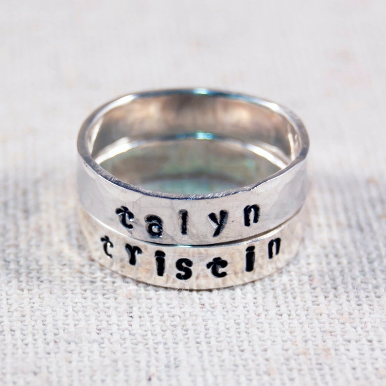 Personalized Stackable Name Ring. Custom Mothers Day Gift. Handmade Sterling Silver Ring. zdjęcie 4