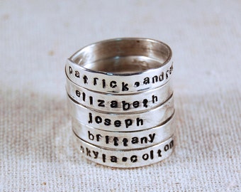 Personalized Mothers Ring, 5 Name Ring, Hand Stamped Mothers Ring, Personalized Name Ring, Wrap Ring Mother’s day Gift