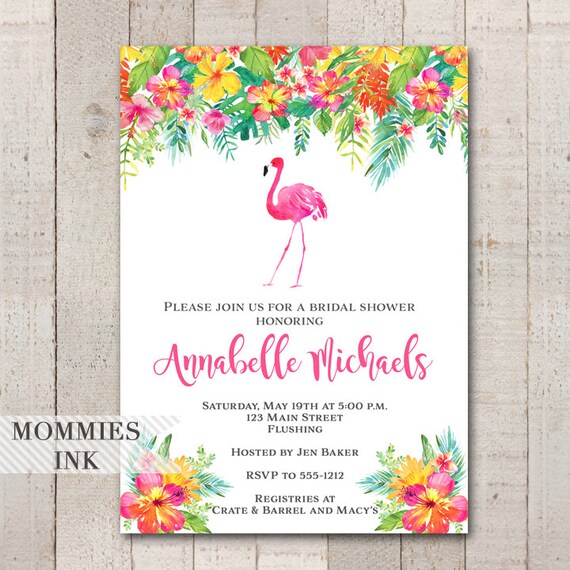 Tropical Flamingo Wedding Invitation Template Free Wedding