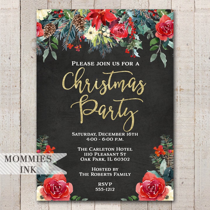 Holiday Party Invitation Christmas Party Invitation Winter Etsy