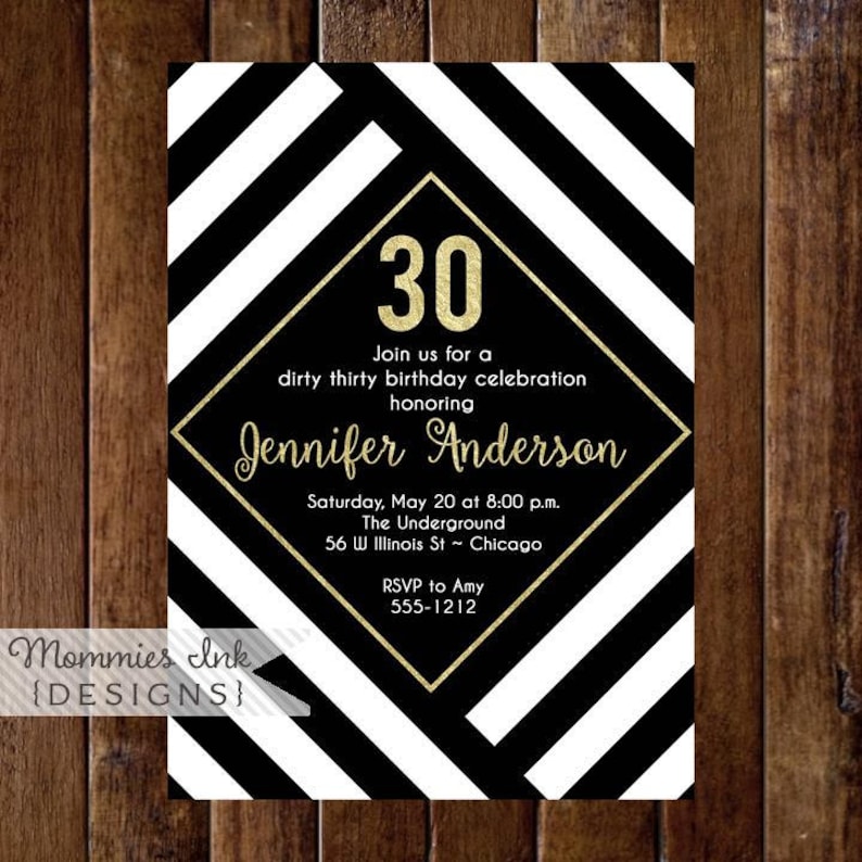 30th birthday invitation black white and gold birthday invitation 40th birthday 50th birthday geometric invitation 30th birthday for her black and white 30th birthday invitations