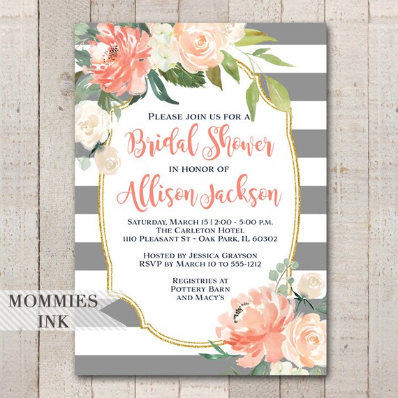 Peach And White Wedding Invitations 5