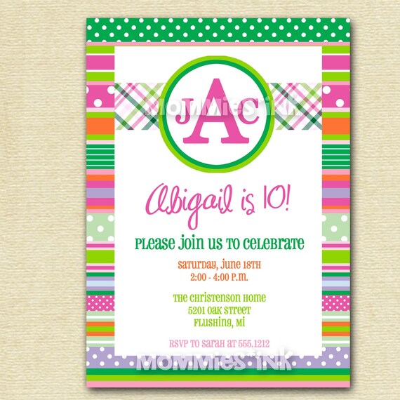 Preppy Party Invitations 2