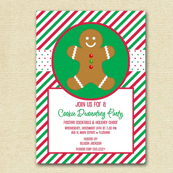 Cookie Decorating Party Invitation, Cookie Party Invite, Gingerbread Cookie Invitation, Christmas Party Invitation, Holiday Party Invite Il_570xn
