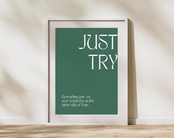 Quote Poster Just Try, Quote Wall Art, Motivational Poster, Inspiration Poster, Wall Art, Wall Art, Digital Poster
