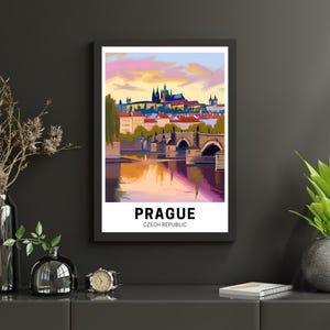 Travel Poster, Prague Czech Republic Print, Wall Art, Poster Prague, Home Decor Artwork, Poster, Gift, Digital Illustration, Artwork