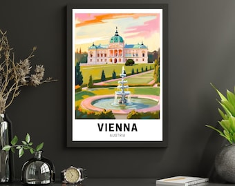 Travel Poster, Vienna Austria Print, Wall Art, Poster Vienna, Home Decor Artwork, Poster, Gift, Digital Illustration, Artwork