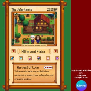 Biglietto di coppia Stardew Valley personalizzato - Regali di coppia personalizzati - Anniversario - Regalo per lui e lei - Regalo fidanzato fidanzata Canva