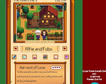 Custom Stardew Valley Couple Card - Personalized Couples Gifts - Anniversary - Gift for Him Her- Gift Boyfriend Girlfriend Canva