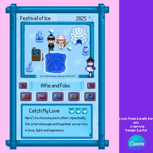 Tarjeta personalizada del Festival del Hielo de Stardew Valley para parejas - Regalos personalizados para parejas - Aniversario - Regalo para él y para ella - Gift Canva