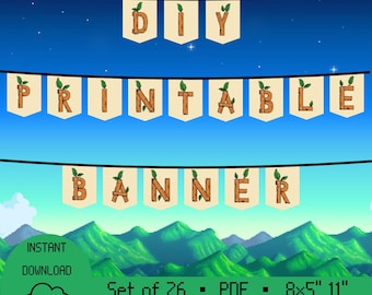 Stardew Valley Printable Banner, Birthday Party, Shower Decoration, Bulletin Board, Event Decor, All Caps, Instant Download Mother's Day