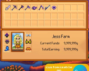 Spersonalizowana karta ekwipunku portretu cyfrowego Stardew Valley - spersonalizowany prezent dla gracza - rocznica - prezent dla niego i dla niej - prezent Canva Gamer & Gaming