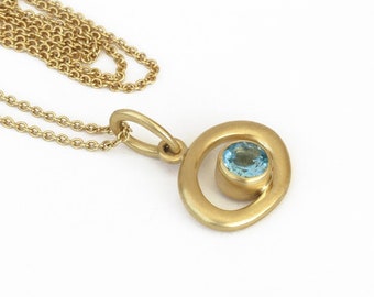 Aquamarine gold pendant necklace,  Aquamarine pendant 18K gold - Fine Jewelry - Wadjet Eye